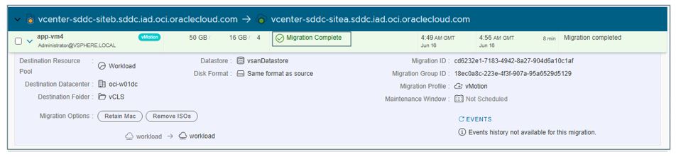 A screenshot of the completed migration.