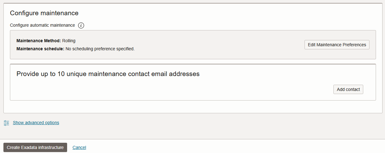 Create Exadata Infrastructure details 2
