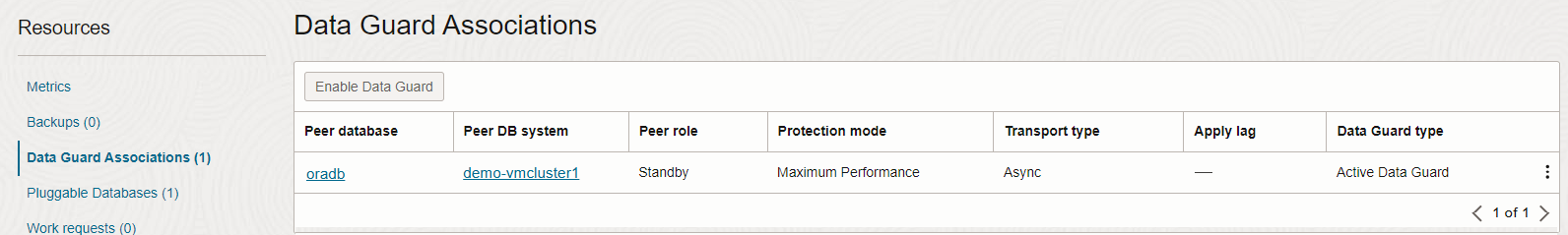 Data Guard config completed