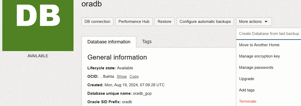 Data Guard delete standby