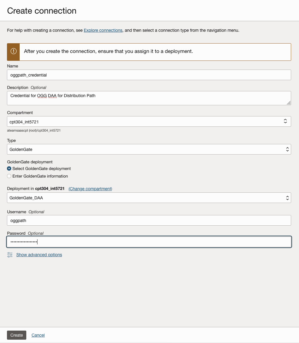 Create Connection Distribution Path Source Deployment