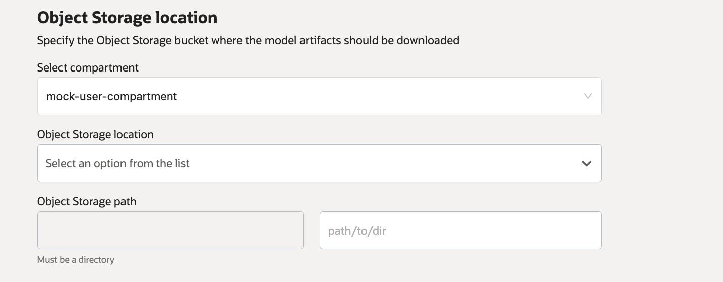 Object Storage location selection.