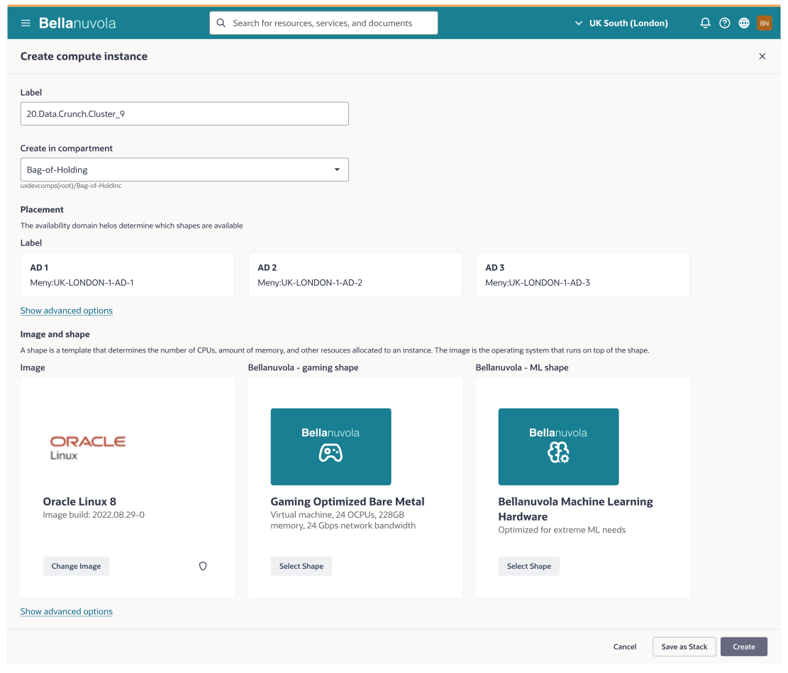 A screenshot of an example of new cloud services based on specific hardware added to the Oracle Alloy.