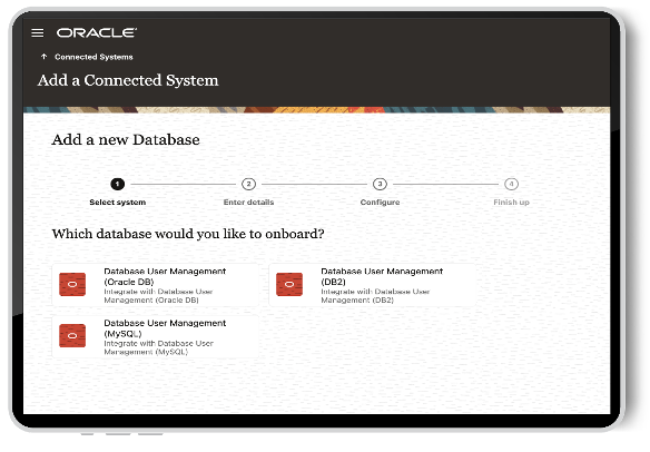 A screenshot of the Add a Connected System page on the Add a new Database section.