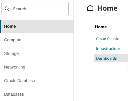 Access to Dashboards from the menu