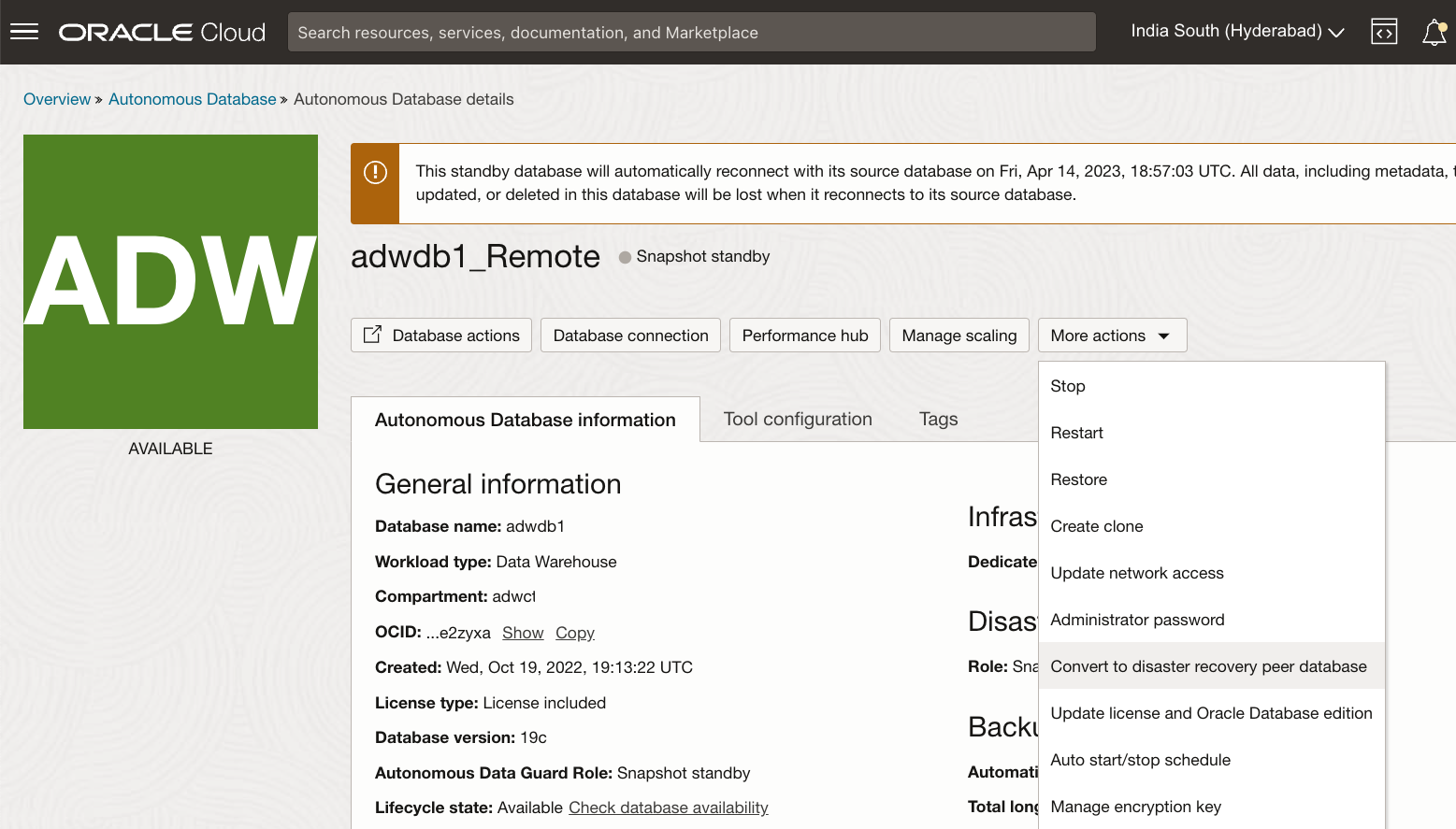 Convert back to DR Peer
