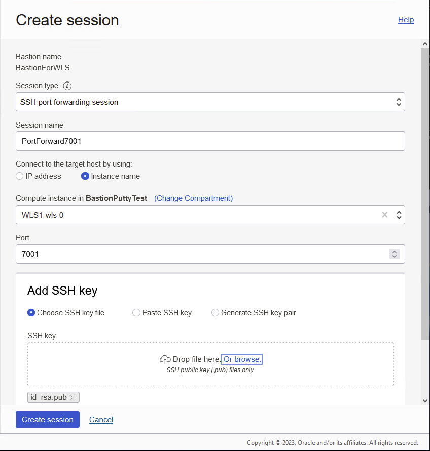 Create a Bastion Session