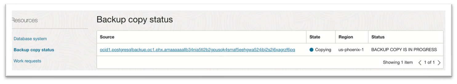 View the status of your backup copy