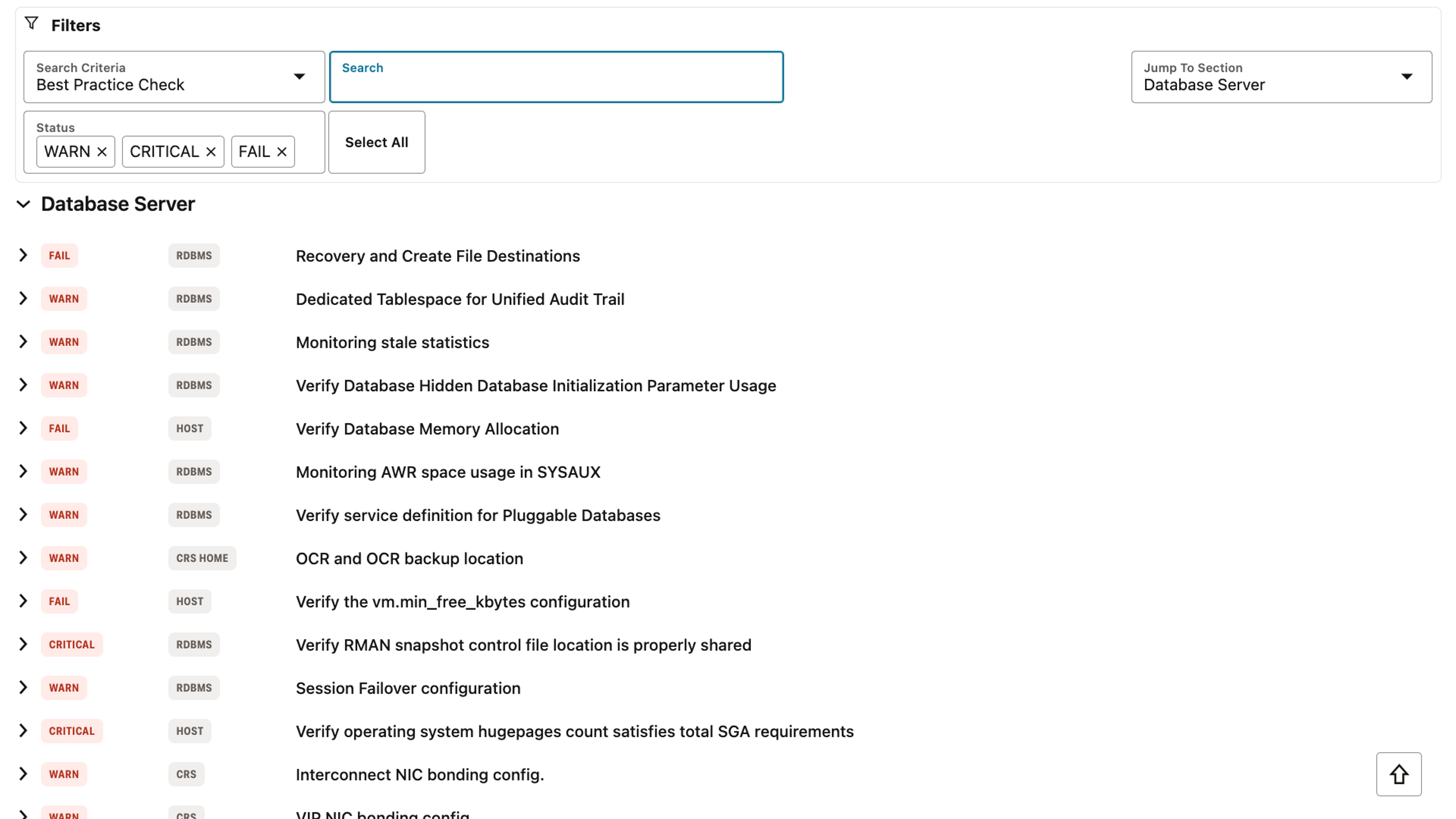 Database performance tuning - Insights best practice results