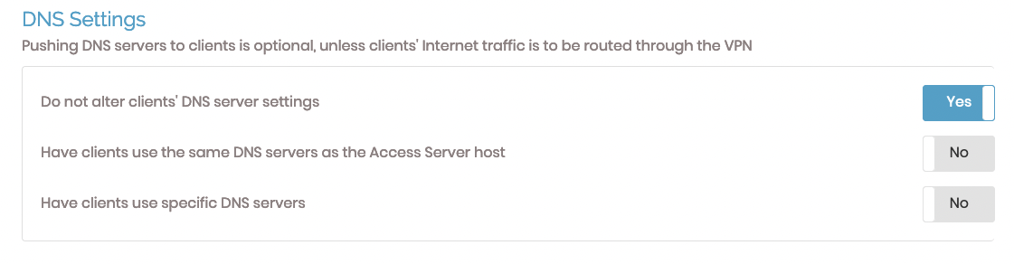 A screenshot of the default OpenVPN setup.