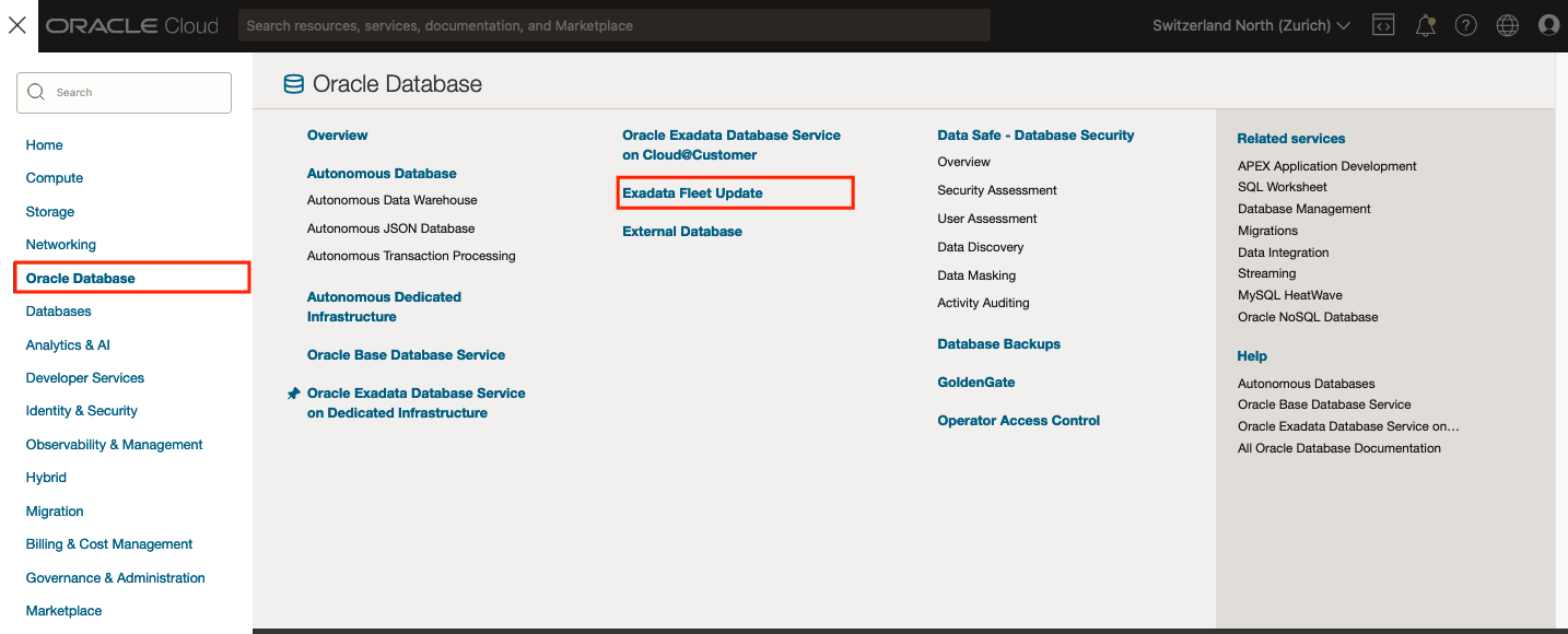 ExadataFleetUpdate_OCI_console