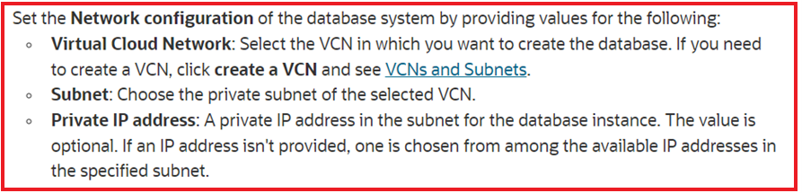 OCI PostgreSQL network configuration requirements
