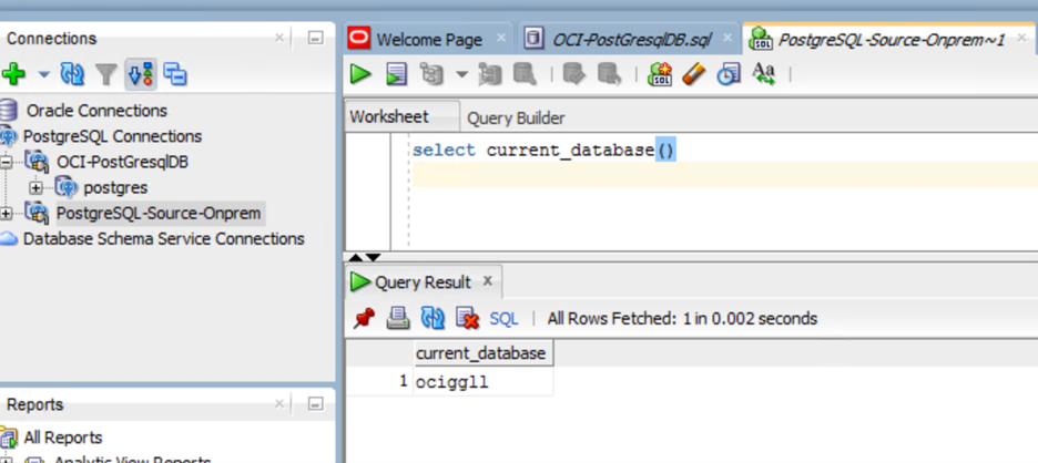 OCI PostgreSQL monitoring using SQL Developer