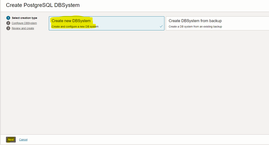 OCI PostgreSQL Creation 2