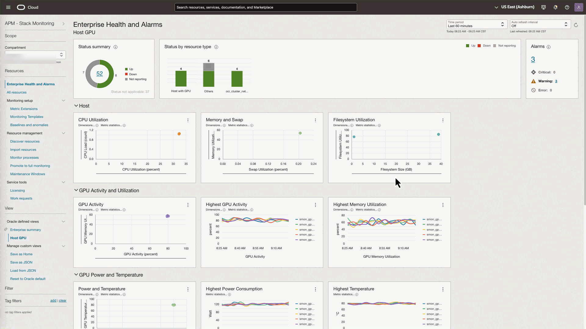 Figure 1: Enterprise Health and Alarms Host GPU fleet view