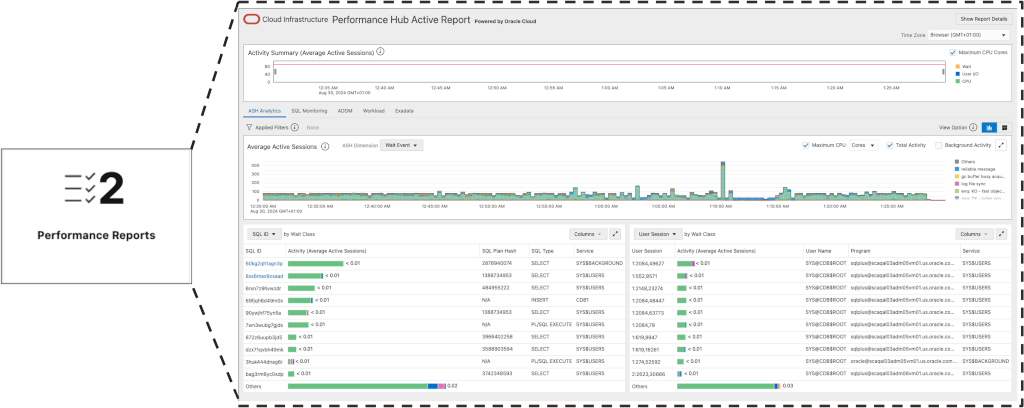 Insights database performance section