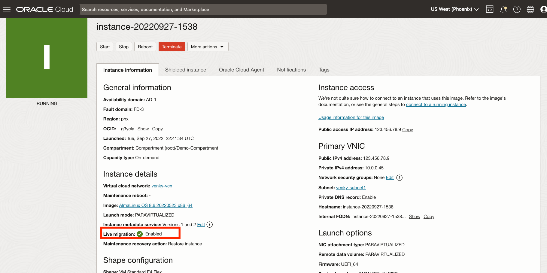 Figure depicts enabled live migration