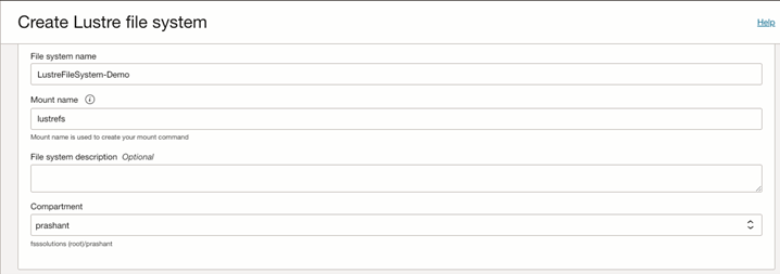 Figure 2: Create new Lustre File System