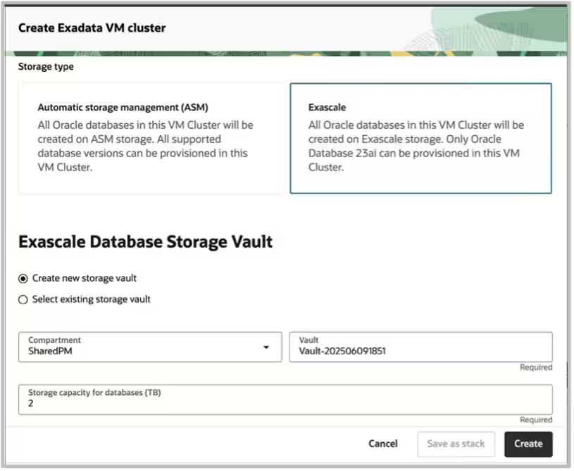 create Exadata VM cluster
