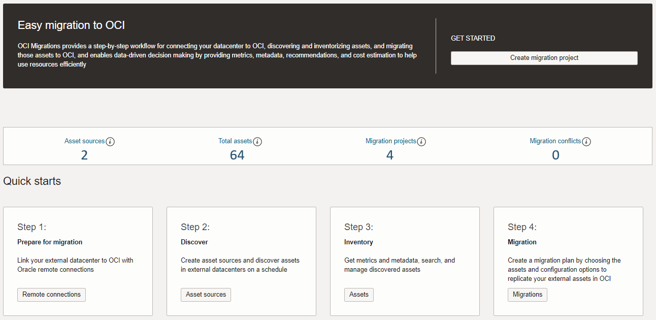 Easy migration to OCI with Cloud Migrations.
