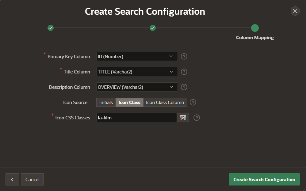 new search configuration step 3