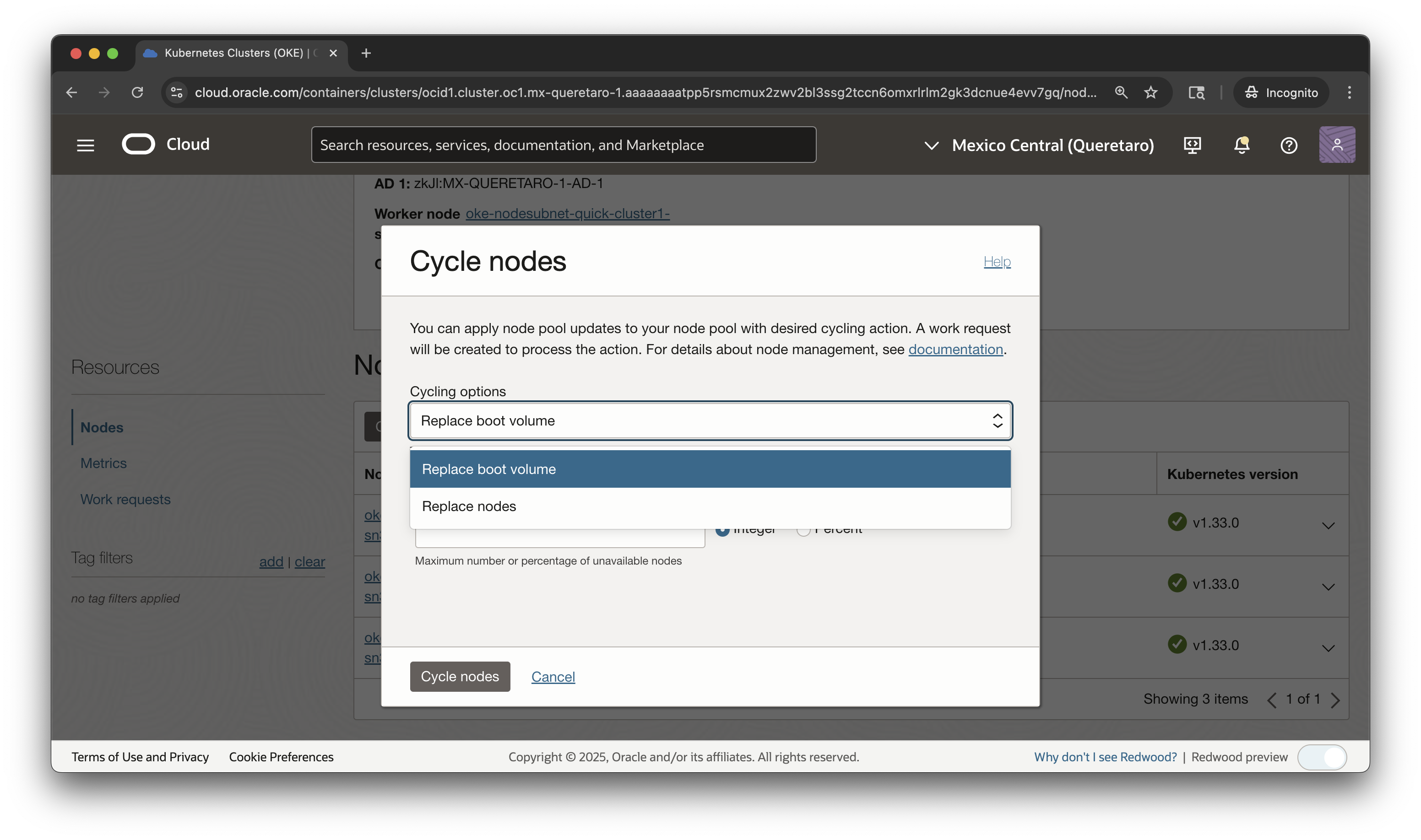 Cycling action selection