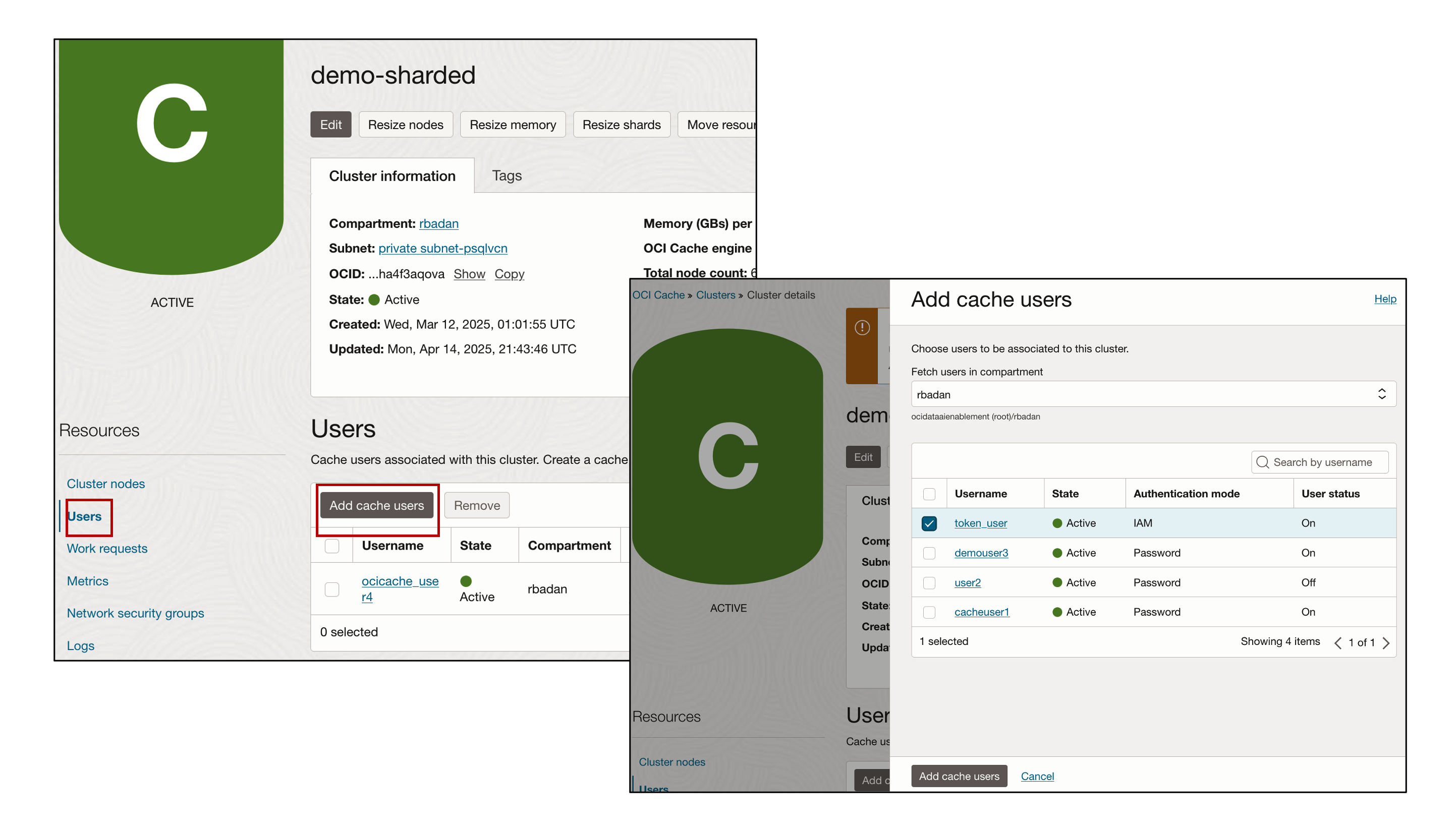 Figure 2: Add users to your clusters interface