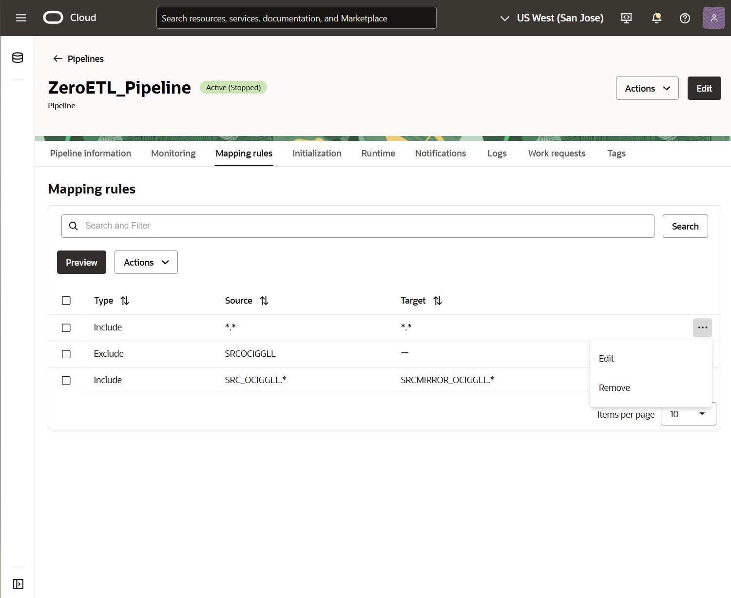 ZeroETL Mirror pipeline Mapping rules summary