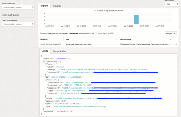 Explore GoldenGate logs using OCI Logging