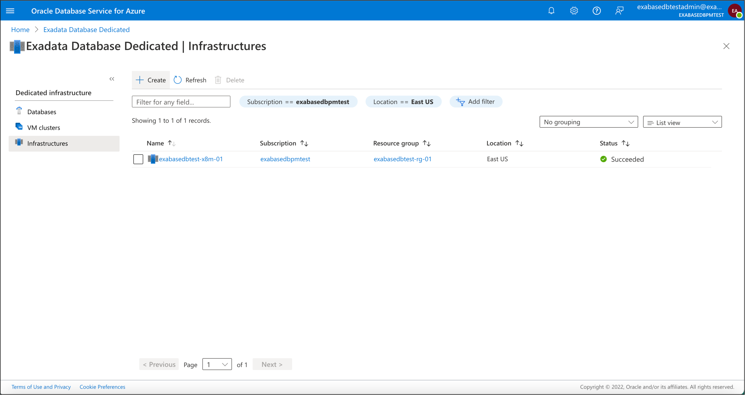 Figure 6 – ODSA Exadata Database Home Page