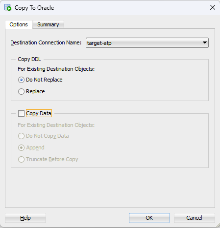 Copy DDL to Oracle