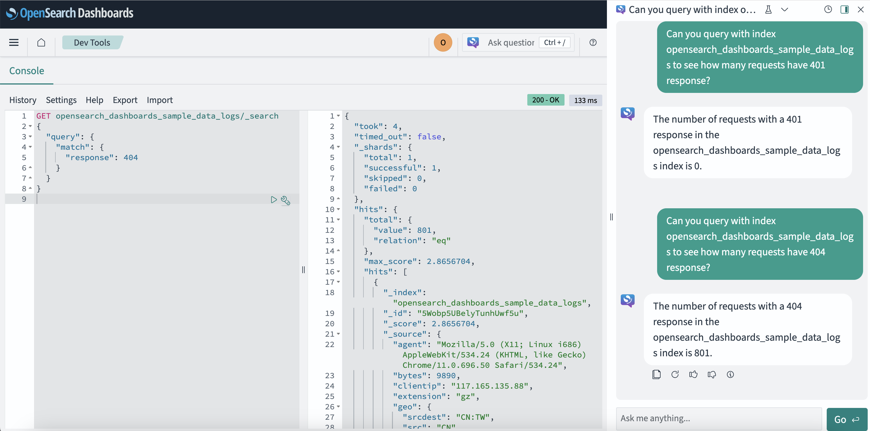 • PPLTool: 自然言語問合せをPiped Processing Language (PPL)問合せに変換します • CatIndexTool: 索引情報を取得します • VectorDBToolおよびVisualizationTool: ビジュアライゼーションおよびベクトル・データベースの相互作用を強化します