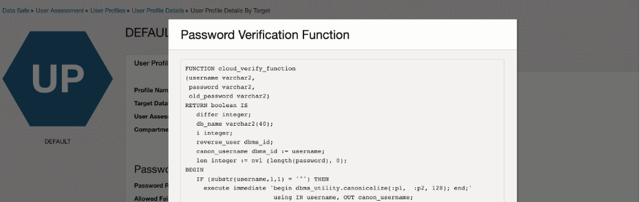 A screenshot of the Password Verification Function window.