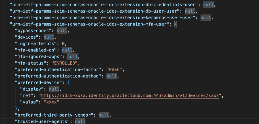 A screenshot of Albert’s record with the ‘null’ result highlighted, showing that he prefers push notifications.