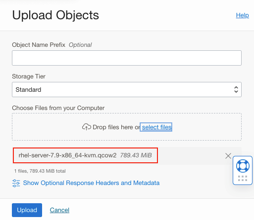 A screenshot of the Upload Objects page with the image uploaded outlined in red.