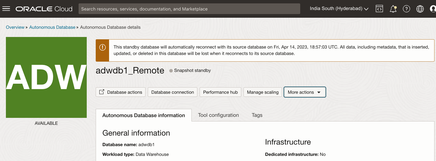 Snapshot Standby available