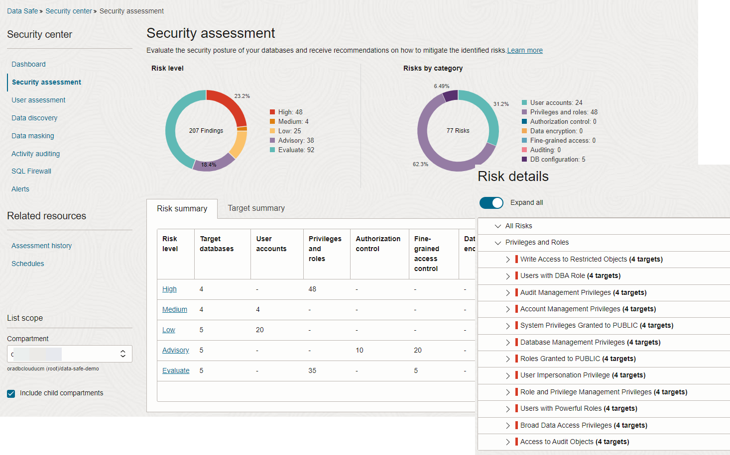 A screenshot of the Security assessment page in the Security Center with the risk details expanded.