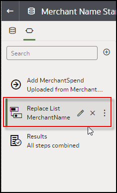 This figure shows the transform script with the replace list transform