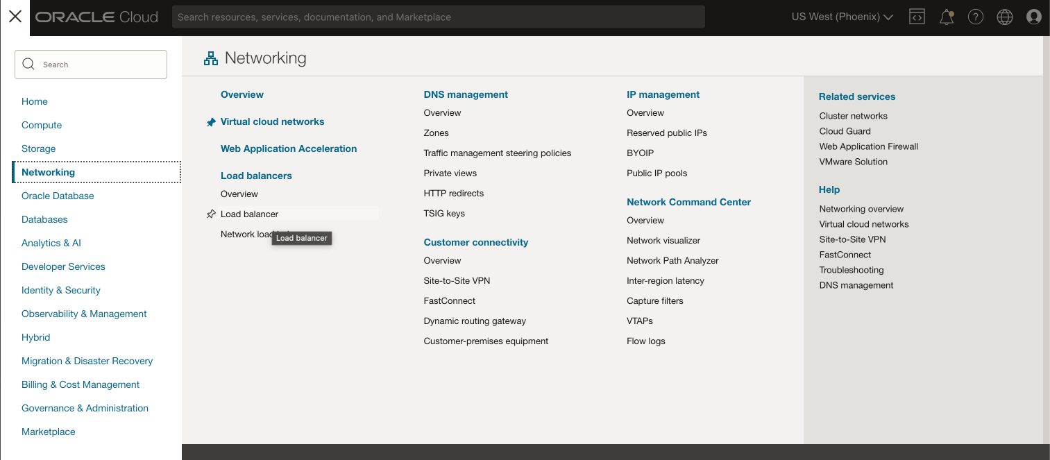 The expanded navigation path in the Console.