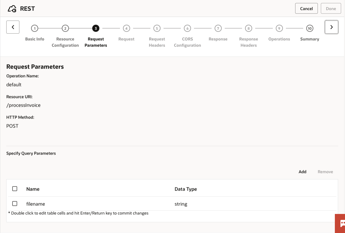 REST Input Parameters