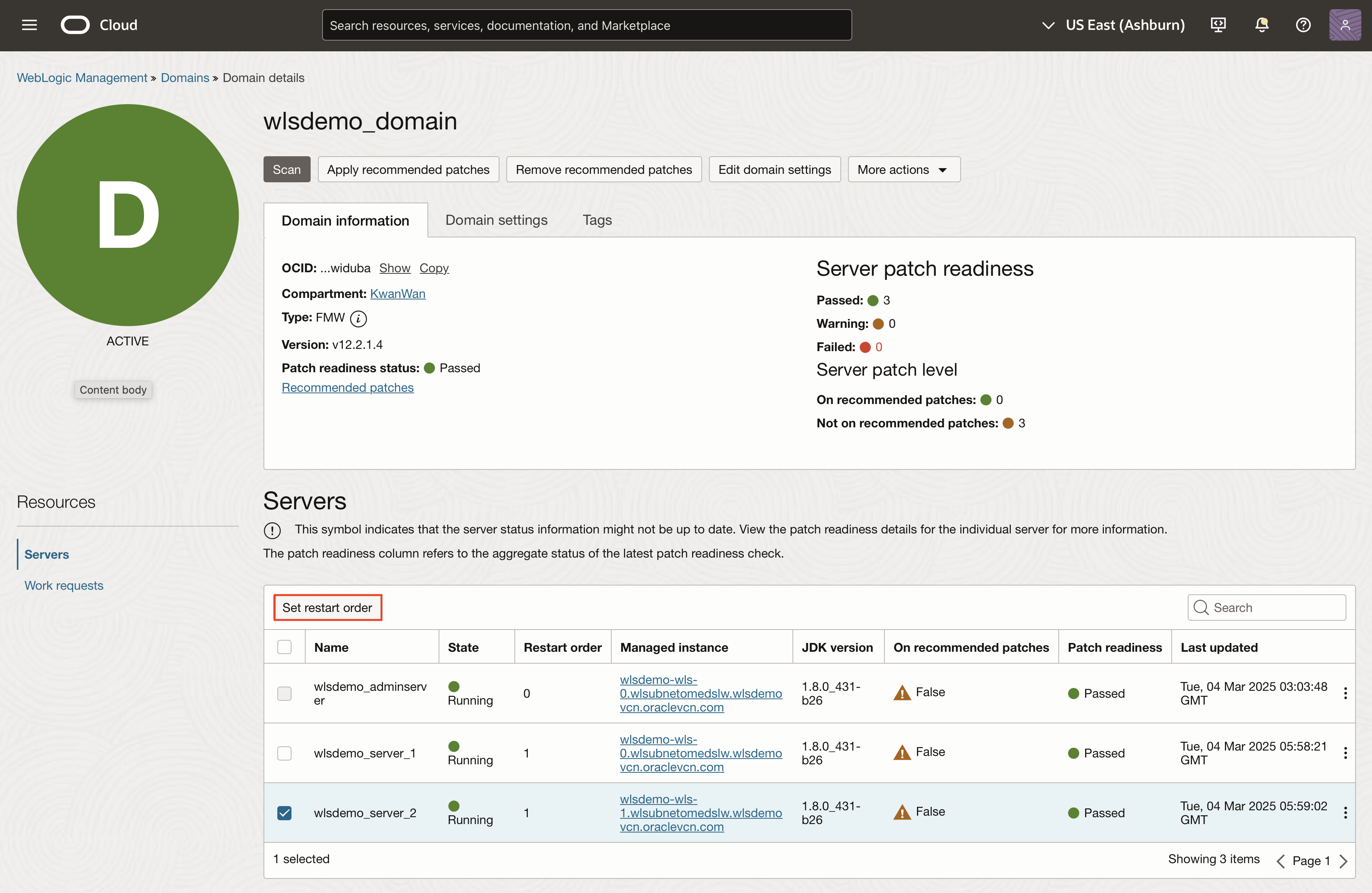 WLMS - Set restart order