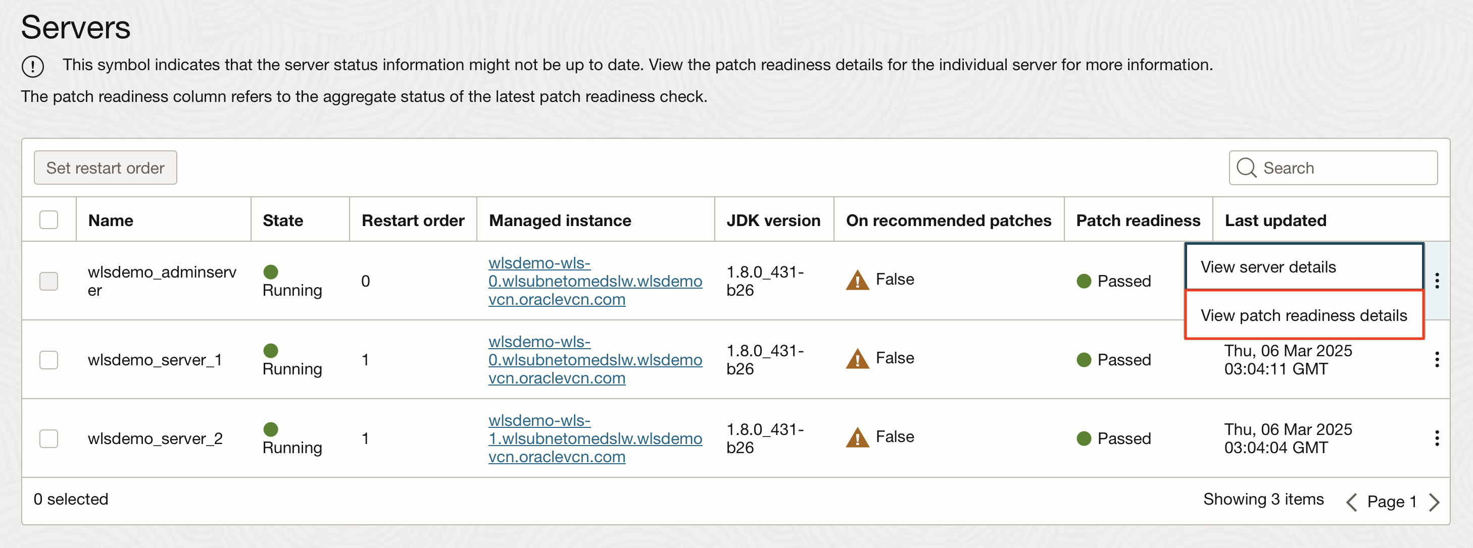 WLMS - View patch readiness
