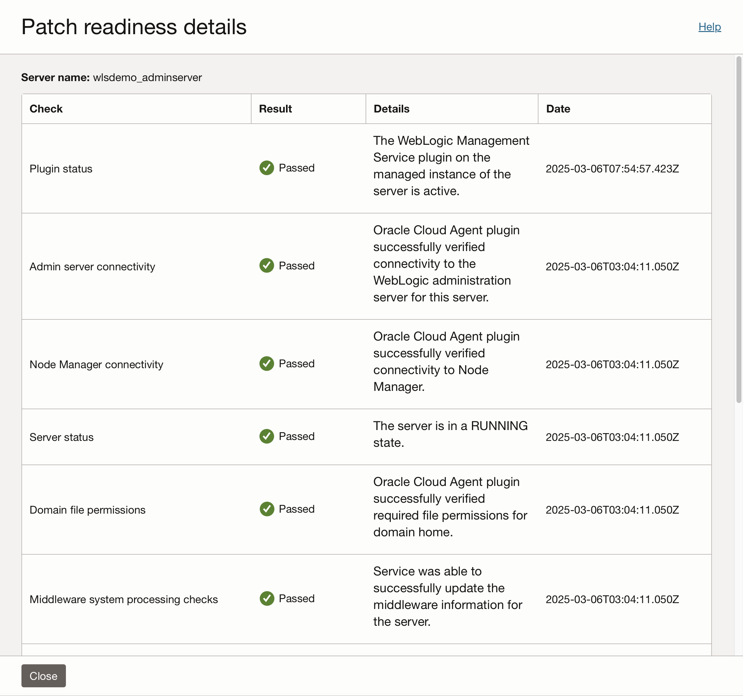 WLMS - Patch readiness details