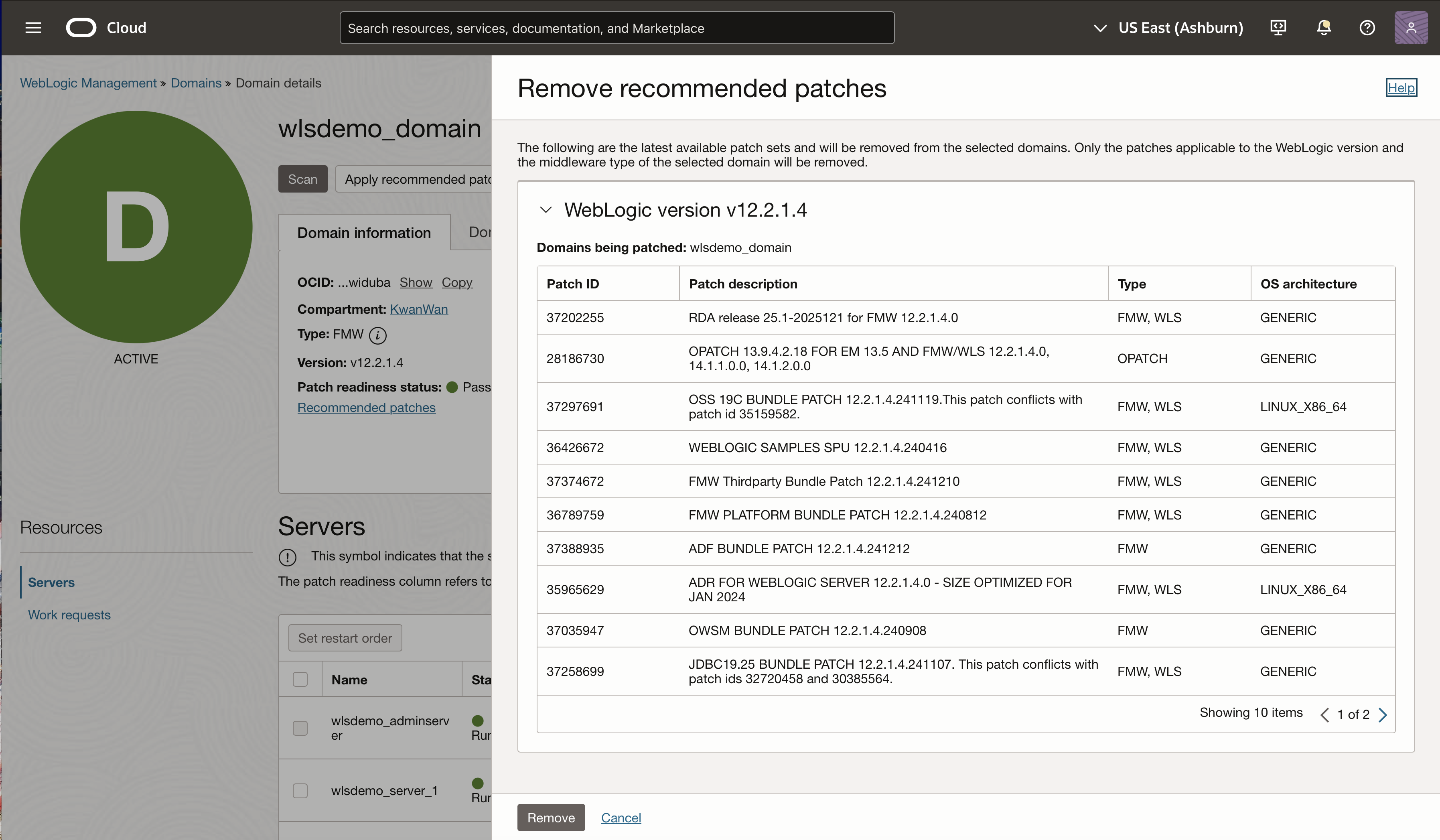 WLMS - Remove recommended patches
