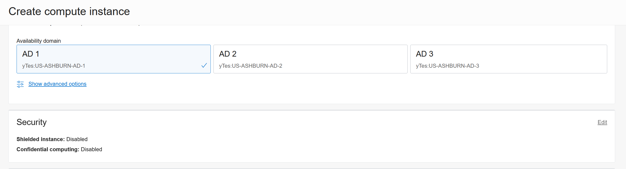 A screenshot of the Create Compute Instance page.