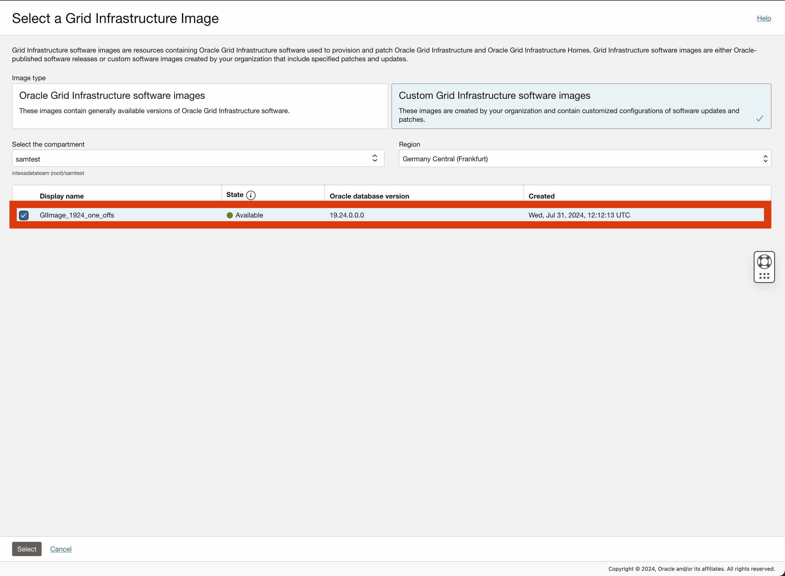 Select the Custom GI image of choice and continue