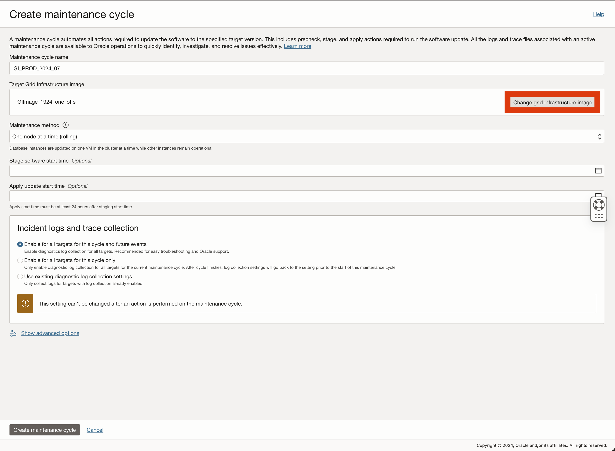 create a maintenance cycle with a custom gi image
