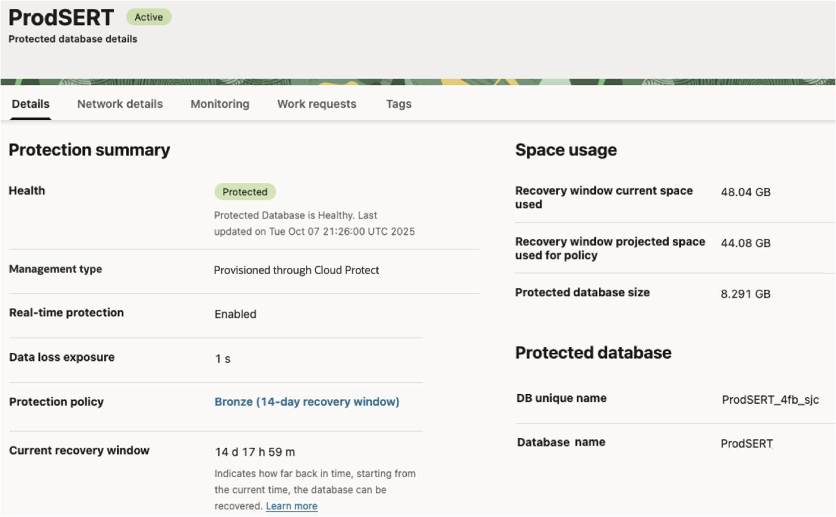 Cloud Protect details page