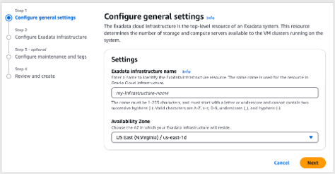 Create Exadata Infrastructure
