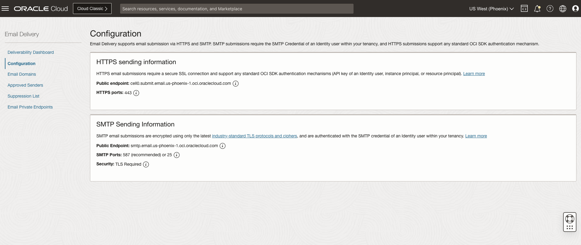 Configuration view showing the options for configuring the HTTPS REST API